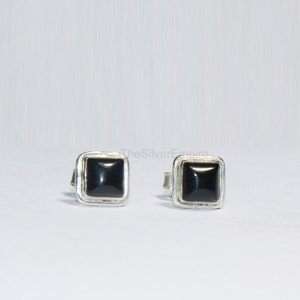 Clou en onyx noir - clou en argent sterling 925 - fait main - cabochon de coussin - bijoux en onyx noir - clous d'oreille - clou pour femme - cadeau pour elle