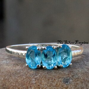 Natural Blue Topaz Ring - 925 Sterling Silver Ring - Handmade - November Birthstone - Blue Topaz Jewelry - Ring For Women - Gifts For Her