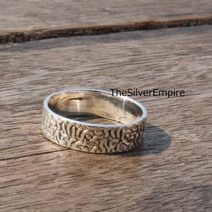 Handmade Textured Sterling Silver Band Ring: Vintage Boho Jewelry