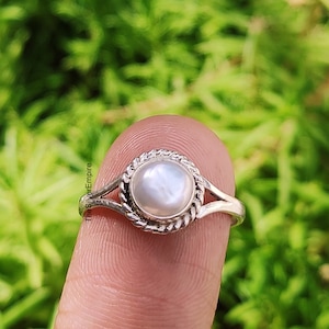 Fresh Water Pearl Ring - Pearl Ring - Handmade - Statement Ring - June Birthstone - 925 Sterling Silver Ring - Round Ring - Gifts For Her