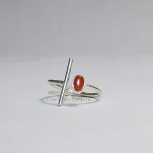925 Sterling Silver Ring - Carnelian Ring - Natural Carnelian Gemstone Ring - Red - Simple - Everyday - Gift - Gemstone Jewelry - Gift Her