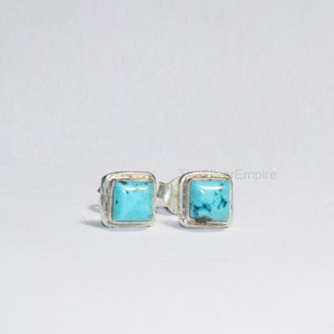 925 Sterling Silver Turquoise Stud Earrings - Silver Tiny Studs -  Turquoise Gemstone Stud Earrings - Minimalist Stud Earrings - Gift