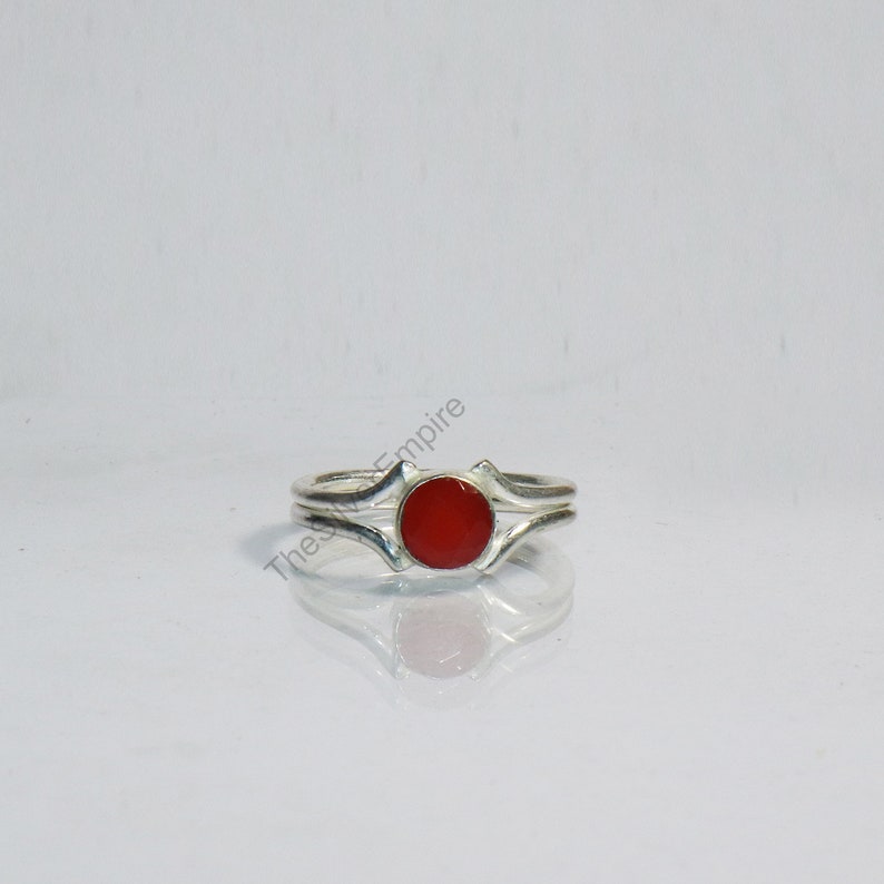 925 Sterling Silver Ring Natural Carnelian Ring Silver Ring Handmade Ring Gemstone Ring Minimalist Ring Ring for Women Gifts image 4