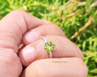 Natural Peridot Ring - 925 Sterling Silver Ring - August Birthstone Ring - Handmade Ring - Peridot Jewelry - Ring For Women - Gifts For Her