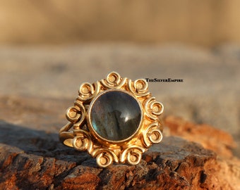 Natural Labradorite Ring - 925 Sterling Silver Ring - November Birthstone Ring - Handmde Ring - Gold Plated - Ring For Women - Gifts For Her