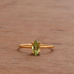 Natural Green Peridot Ring - 925 Sterling Silver Ring - August Birthstone - Marquise Ring - Handmade Ring - Ring For Women - Gift For Her