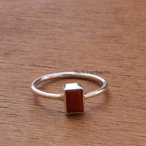Natural Red Jasper Ring - 925 Sterling Silver Ring - October Birthstone Ring - Handmade Ring - Baguette Ring - Ring For Women - Gift For Her