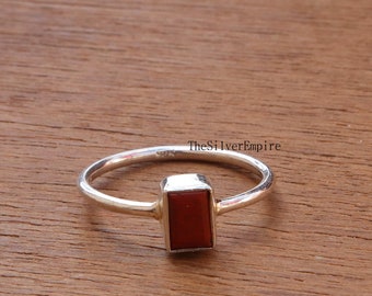 Natural Red Jasper Ring - 925 Sterling Silver Ring - October Birthstone Ring - Handmade Ring - Baguette Ring - Ring For Women - Gift For Her