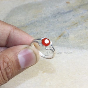 925 Sterling Silver Ring Natural Carnelian Ring Silver Ring Handmade Ring Gemstone Ring Minimalist Ring Ring for Women Gifts image 2