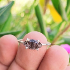 Natürlicher Rutilquarz Ring - 925 Sterling Silber Ring - Handgemacht - Ring Für Frauen - Marquise Ring - Schwarzer Rutilquarz Schmuck - Geschenke für Ring