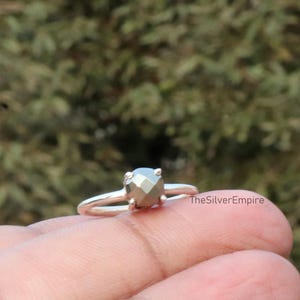Natural Pyrite Ring: Handmade 925 Sterling Silver, Faceted Gemstone