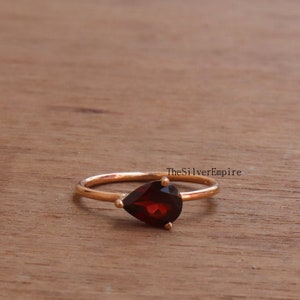 Natural Red Garnet Ring - 925 Sterling Silver Ring - January Birthstone - Handmade Ring - Pear Cut Ring - Ring For Women - Gifts For Her