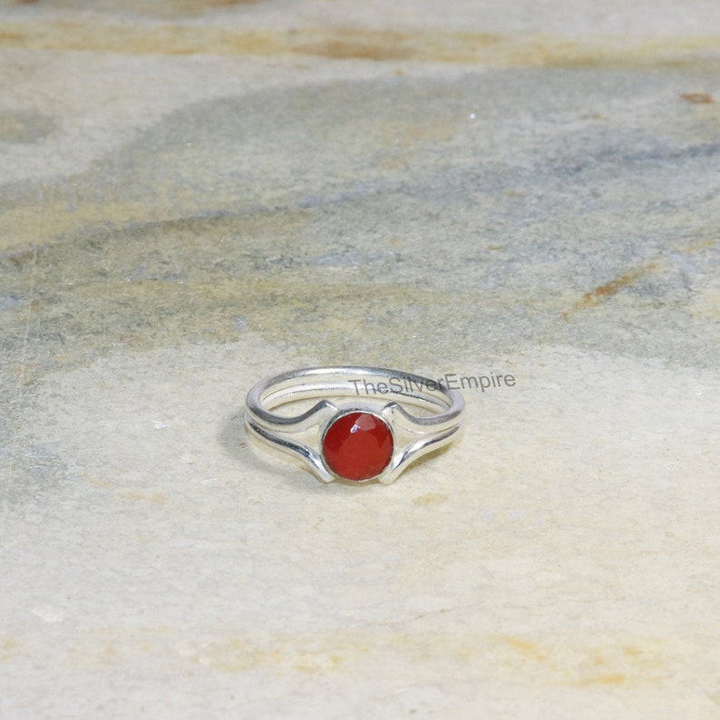 925 Sterling Silver Ring Natural Carnelian Ring Silver Ring Handmade Ring Gemstone Ring Minimalist Ring Ring for Women Gifts image 6