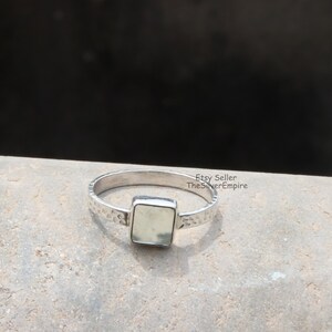 Light Blue Aqua Chalcedony Ring&#39; 925 Sterling Silver Ring&#39; Hammer Ring&#39; Chalcedony Cushion Cabochon Gemstone Ring&#39; Women Ring&#39; Gift For Her