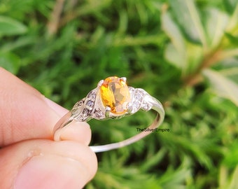 Natural Citrine Ring - 925 Sterling Silver Ring - Queen Ring - November Birthstone - Handmade Ring - Gemstone Ring - Jewelry - Gifts For Her