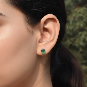 Grün Onyx Ohrstecker: Handgefertigte 925 Sterling Silber, Mai Geburtsstein