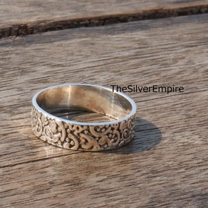 Handmade Sterling Silver Band Ring: Vintage Boho Wedding Jewelry