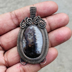 Druzy Copper Pendant - Copper Wire Wrapped Gemstone Pendant - Copper Jewelry - Designer Pendant Necklace - Pendant For Women - Gift For Her