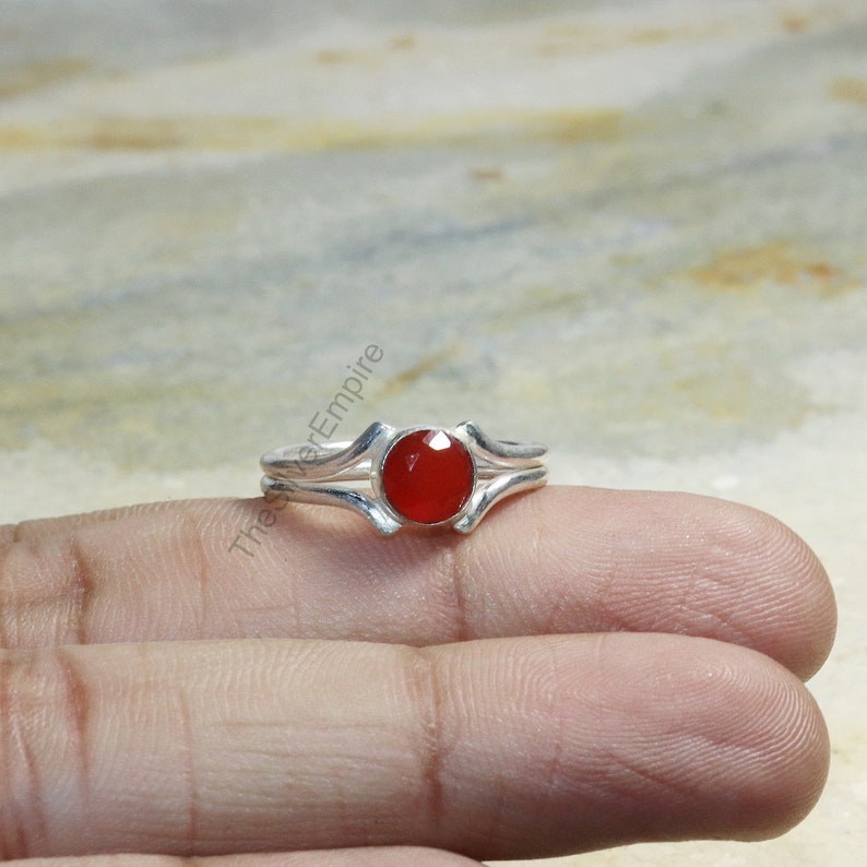 925 Sterling Silver Ring Natural Carnelian Ring Silver Ring Handmade Ring Gemstone Ring Minimalist Ring Ring for Women Gifts image 8