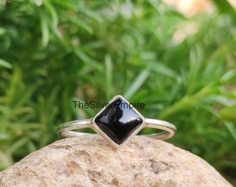 Black Onyx Ring - 925 Sterling Silver Ring - Handmade Ring - December Birthstone Ring - Natural Gemstone Ring - Jewelry - Gifts For Her Ring