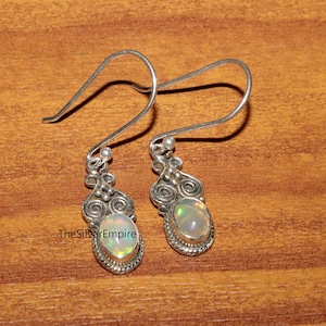 Natural Ethiopian Opal Earrings - 925 Sterling Silver Earrings - October Birthstone - Opal Jewelry - Handmade - Oval Cabochon - Gift For Her