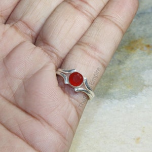 925 Sterling Silver Ring Natural Carnelian Ring Silver Ring Handmade Ring Gemstone Ring Minimalist Ring Ring for Women Gifts image 3