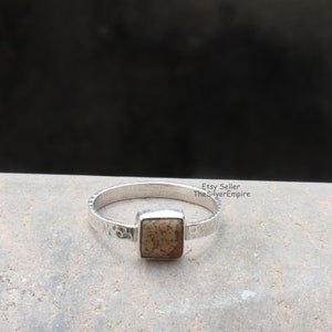 Natural Picture Jasper Ring&#39; 925 Sterling Silver Ring&#39; Picture Jasper Cushion Cabochon Gemstone Ring&#39; Hammer Ring&#39; Women Ring&#39; Gifts For Her