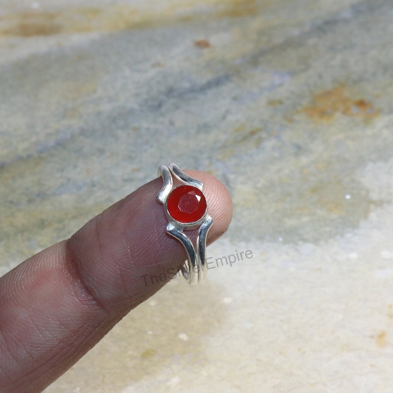 925 Sterling Silver Ring Natural Carnelian Ring Silver Ring Handmade Ring Gemstone Ring Minimalist Ring Ring for Women Gifts image 9