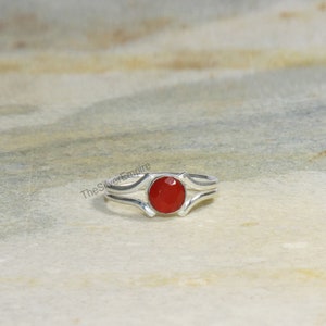 925 Sterling Silver Ring Natural Carnelian Ring Silver Ring Handmade Ring Gemstone Ring Minimalist Ring Ring for Women Gifts image 1