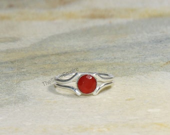 925 Sterling Silver Ring - Natural Carnelian Ring - Silver Ring - Handmade Ring - Gemstone Ring - Minimalist Ring - Ring for Women - Gifts