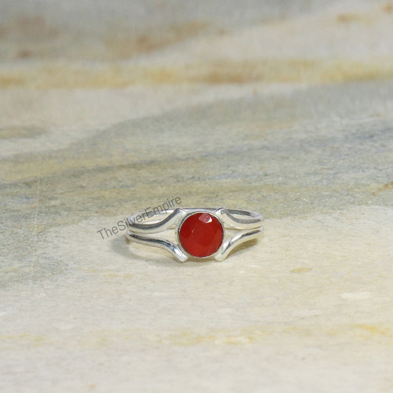 925 Sterling Silver Ring Natural Carnelian Ring Silver Ring Handmade Ring Gemstone Ring Minimalist Ring Ring for Women Gifts image 1