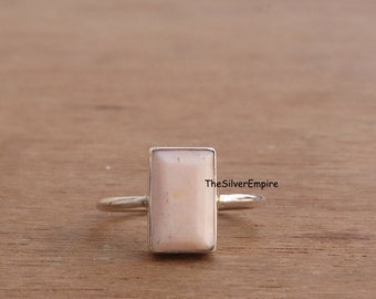 Handmade Pink Opal Ring: 925 Sterling Silver, Faceted Gemstone