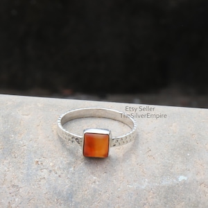 Anello corniola, anello in argento sterling 925, anello a martello, anello con pietra preziosa cabochon a cuscino corniola naturale, anello da donna, gioielli, regali per lei