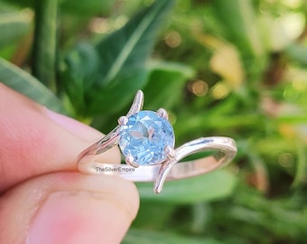 Blue Topaz Ring - 925 Sterling Silver Ring - November Birthstone - Handmade - Jewelry - Blue Topaz Gemstone - Ring For Women - Gift For Her