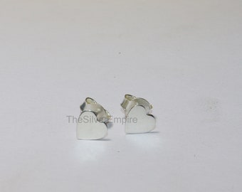 925 Sterling Silber Herz Einfache Ohrstecker - Niedliche Herz Ohrstecker - Geschenk für Mädchen - Handgemachte Herz Ohrstecker - Geschenke für Sie - Ohrstecker Geschenk