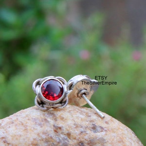 Roter Granat Ohrring - 925 Sterling Silber Schmuck - Handgemacht - Januar Geburtsstein - Roter Granat Schmuck - Ohrringe für Frauen - Geschenke für sie