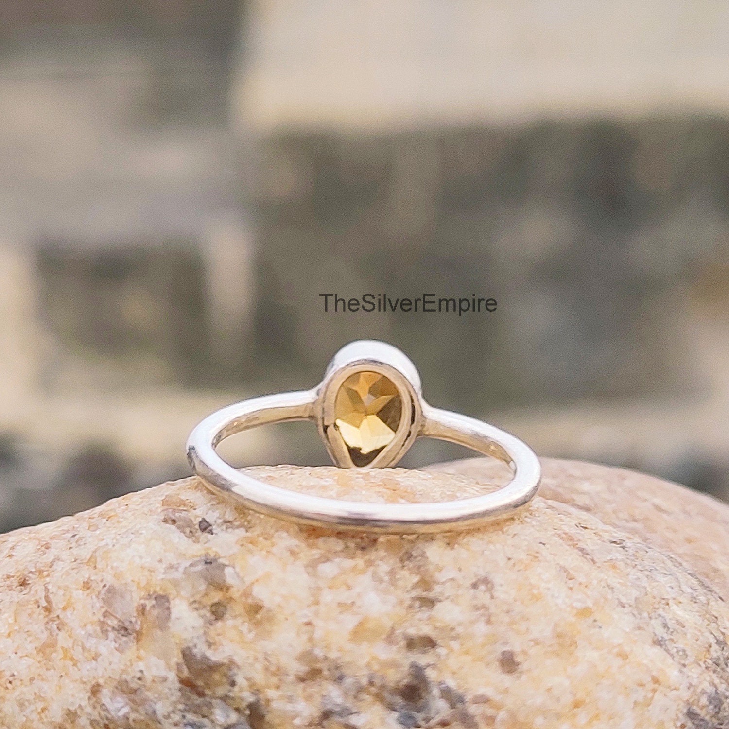 Bague En Argent Massif Avec Citrine Poire 21x16mm - Taille 57 - Création Française - Neuf Avec étiquette