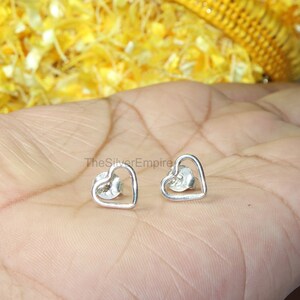 Heart Stud - 925 Sterling Silver Stud - Heart Outline Stud Earrings - Cute Heart Stud - Gift For Girls - Valentines Day Gifts - Jewelry