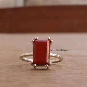 Natural Red Jasper Ring - 925 Sterling Silver Ring - October Birthstone Ring - Handmade - Rectangle Ring - Ring For Women - Gifts For Her