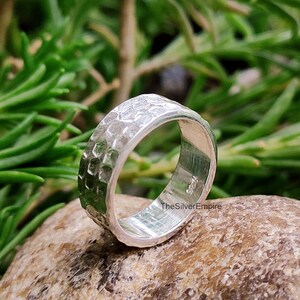 Handmade Hammered Sterling Silver Band Ring – Womens Jewelry
