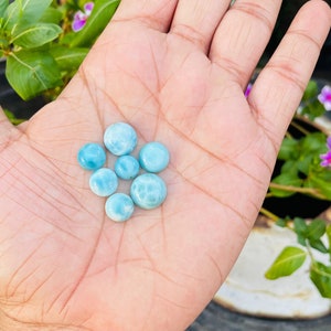 Natural Larimar Cabochon, Flat Back Cabochon, Larimar Round Shape Calibrated Gemstones, Cabochon For Jewelry, available in sizes 4mm to 12mm
