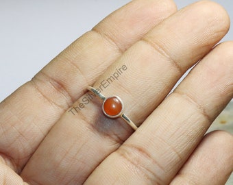 925 Sterling Silver Ring - Natural Carnelian Ring - Gemstone Ring - Tiny Carnelian Ring - Ring for Women - Everyday Ring - Gift For Her Ring