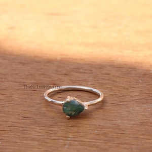Natural Moss Agate Ring - 925 Sterling Silver Ring - Handmade - Pear Faceted Ring - Green Moss Agate Ring - Ring For Women - Gifts For Her