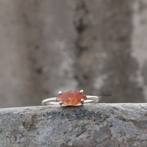 Natural Sunstone Ring - 925 Sterling Silver Ring - February Birthstone Ring - Handmade - Orange Sunstone Ring - Sunstone Marquise Jewelry