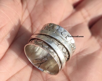 Designer Spinner Ring - 925 Sterling Silber Ring - Silber Ring - Handgemachter Ring - Spinner Ring - Gehämmert Boho Liebe Ring - Ring Für Frauen