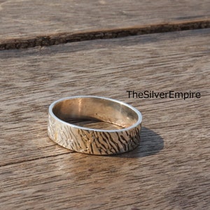 Handmade Textured Sterling Silver Band: Boho Vintage Ring