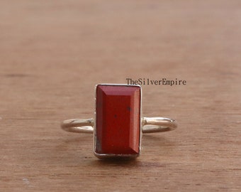 Natural Red Jasper Ring - 925 Sterling Silver Ring - October Birthstone Ring - Handmade - Rectangle Ring - Ring For Women - Gifts For Her