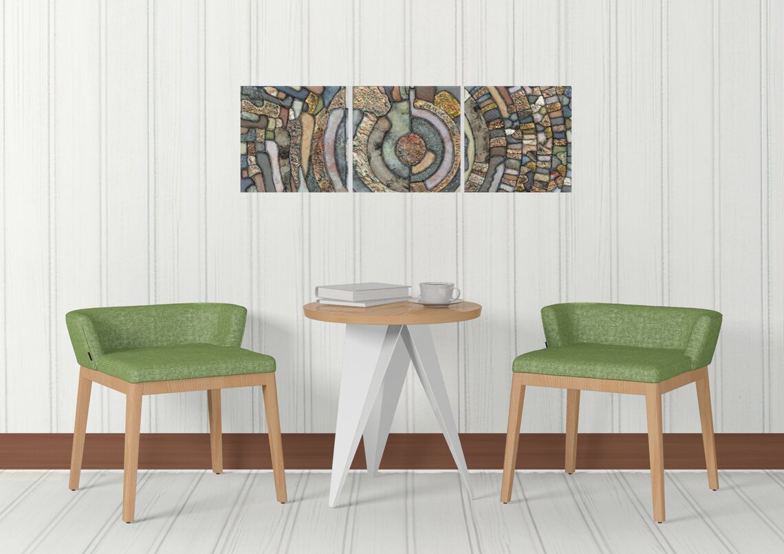 Triptych Textile Art Wall Hanging 3 Piece Fiber Art Wall Etsy