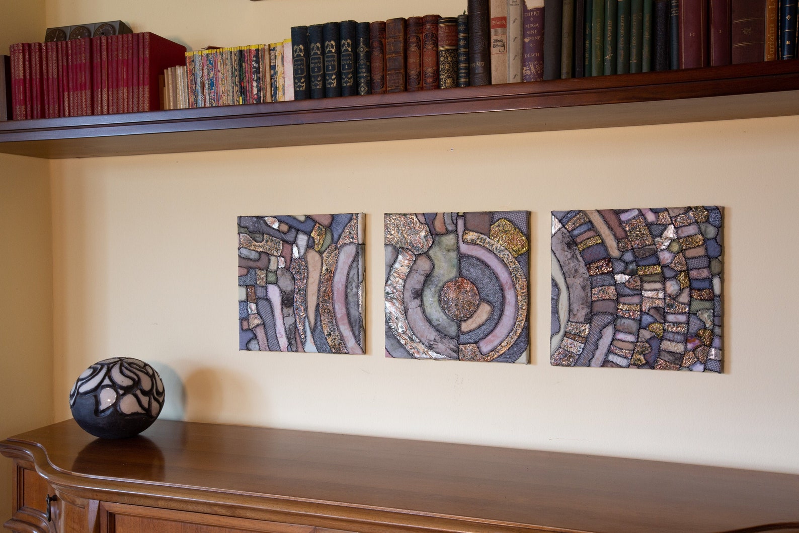 Triptych Textile Art Wall Hanging 3 Piece Fiber Art Wall Etsy