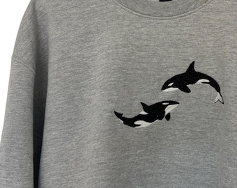 Orca sweater/ vintage embroidered sweatshirt/ sweater, sea sweater